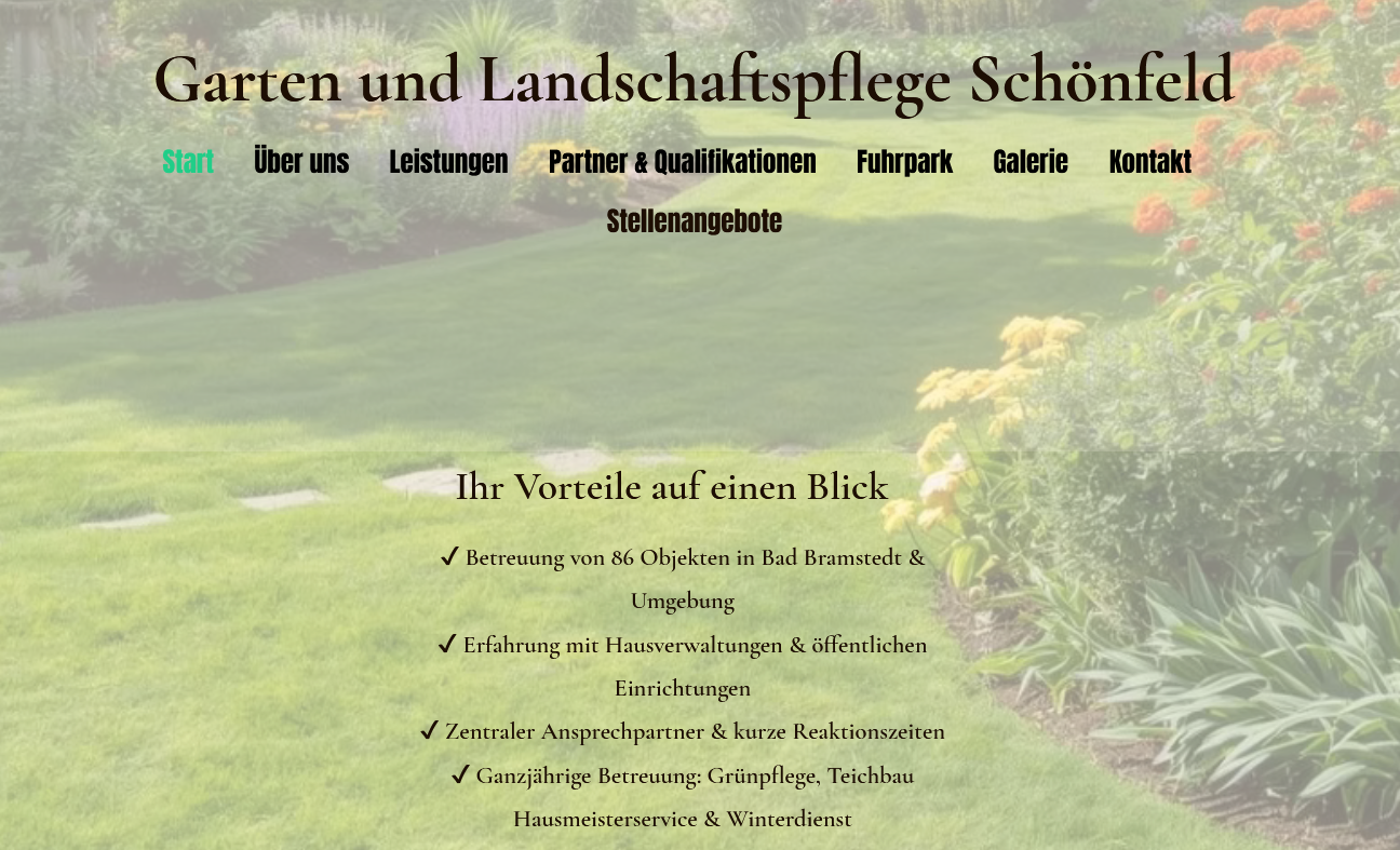 Garten und Landschaftspflege Schönfeld – Startseite der Website